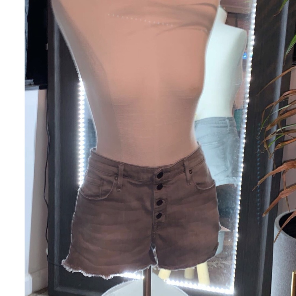 High Waisted Grey W Denim Shorts